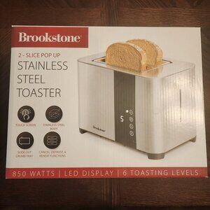 Brookstone Stainless Steel LED Touch Screen Display Toaster NIB